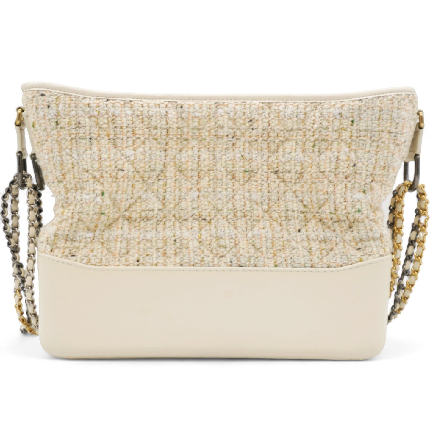 Tweed Calfskin Quilted Medium Gabrielle Hobo White