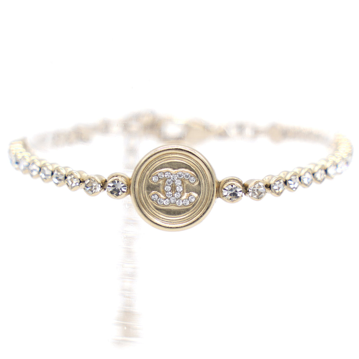 CC Round Crystals Logo Gold Bracelet