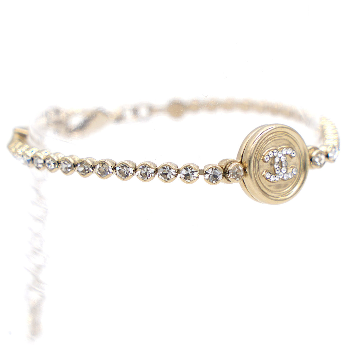 CC Round Crystals Logo Gold Bracelet