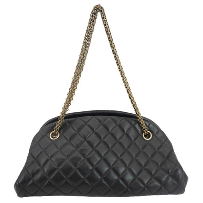 Chanel Just Mademoiselle Bowling Small Quilted Leather Shoulder Bag Black