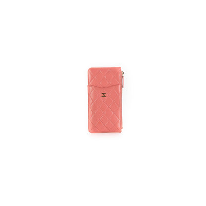 Chanel Caviar Coral Phone-Cardholder Holder
