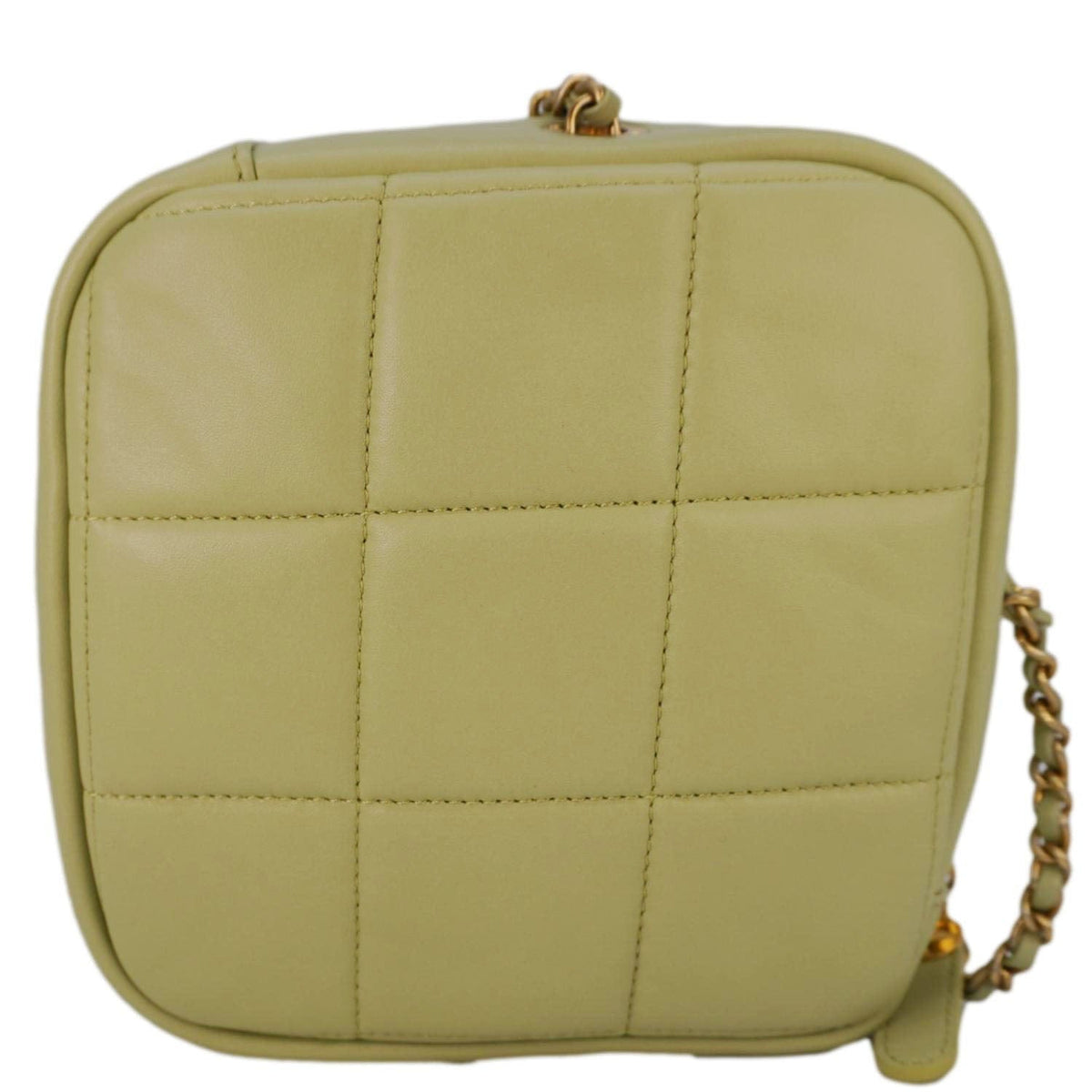 Chanel Diamond Quilted Lambskin Leather Coin Purse Chain Crossbody Bag Green