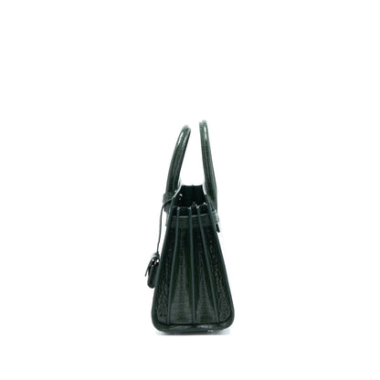 Saint Laurent Baby Sac De Jour Croc Embossed Dark Green SHW