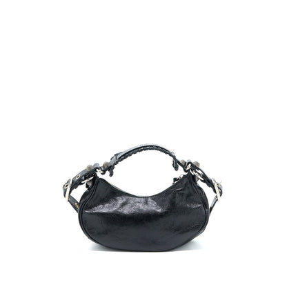 Balenciaga Le Cagole XS Shoulder Bag Arena Lambskin Black SHW