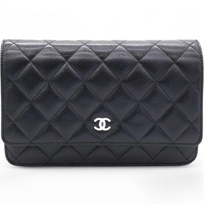 Caviar Quilted Wallet On Chain WOC Black NFC