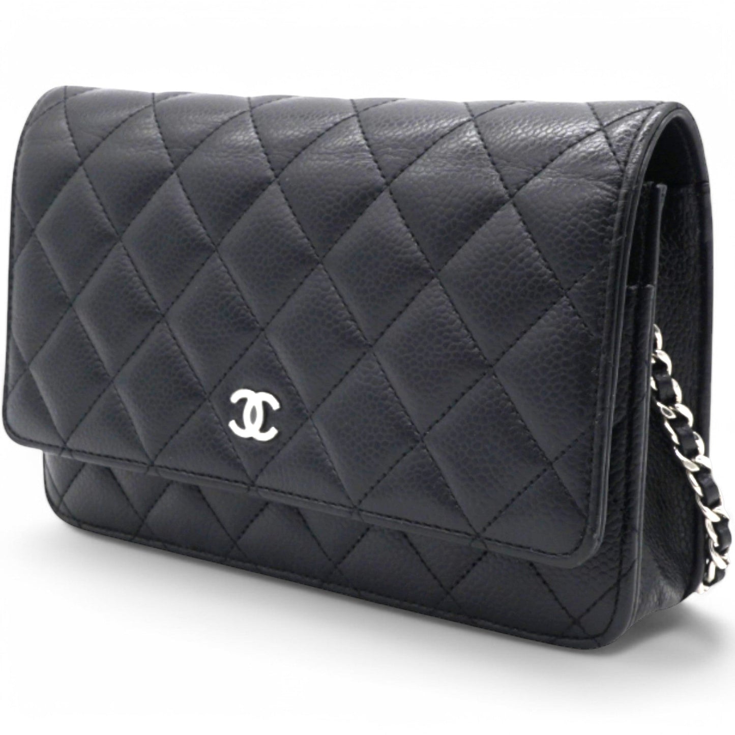 Caviar Quilted Wallet On Chain WOC Black NFC