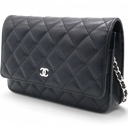 Caviar Quilted Wallet On Chain WOC Black NFC