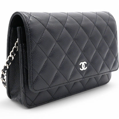 Caviar Quilted Wallet On Chain WOC Black NFC
