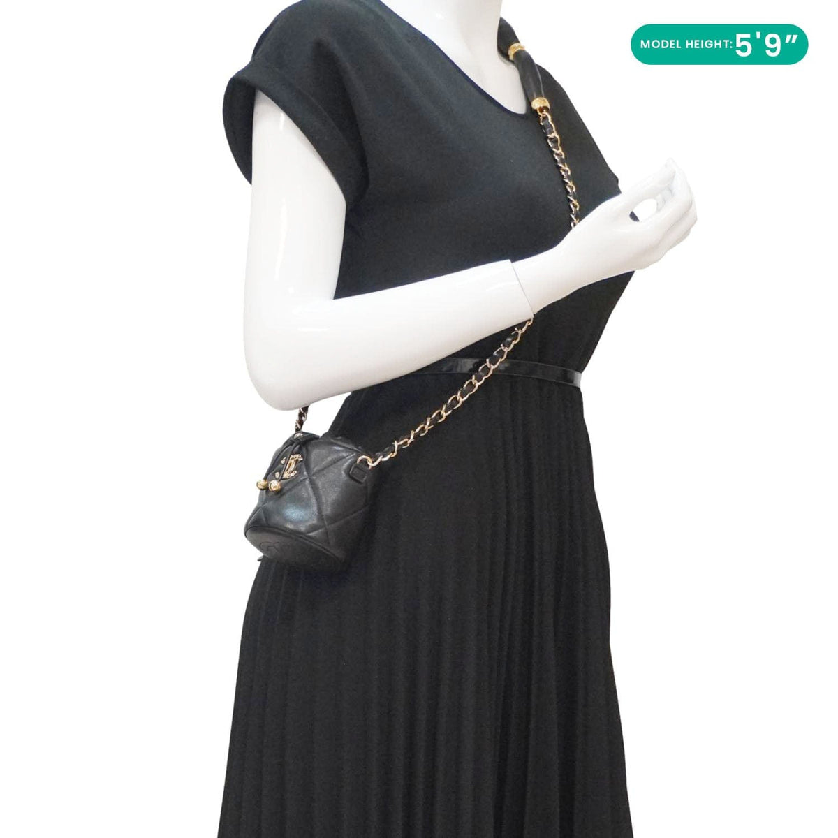 Chanel Coco Mini Leather Bucket Shoulder Bag Black