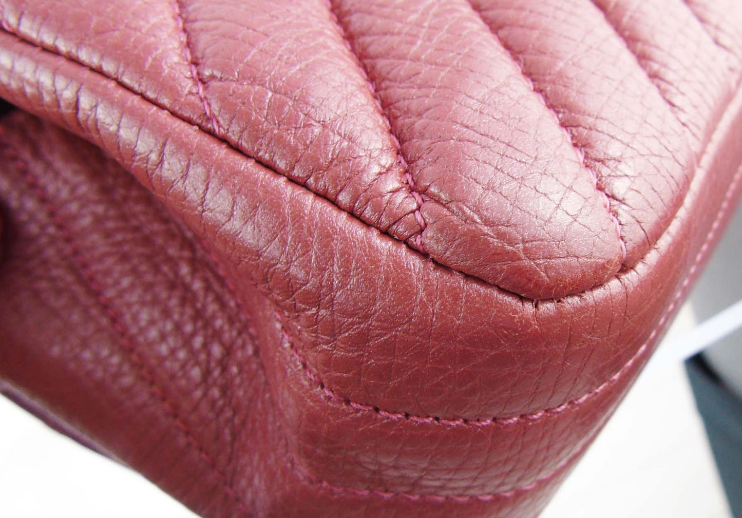 CHANEL dark blush pink chevron leather 2.55 mini rectangular flap bag 2017