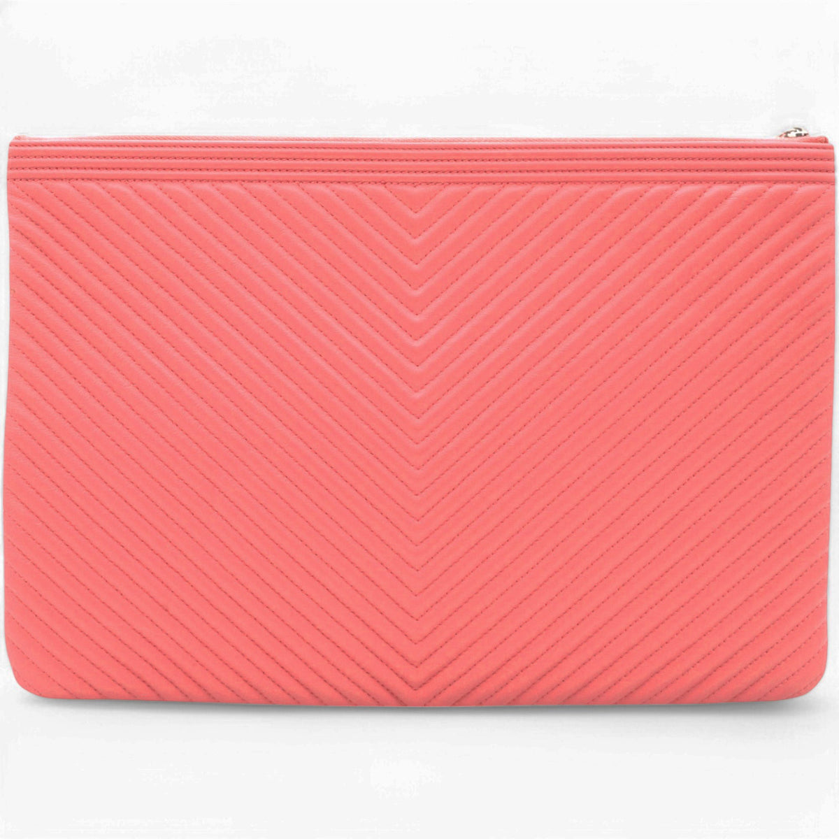 Caviar Chevron Clutch Pink