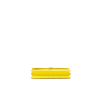 Saint Laurent /ysl Envelope Wallet on chain Grained Calfskin Yellow GHW