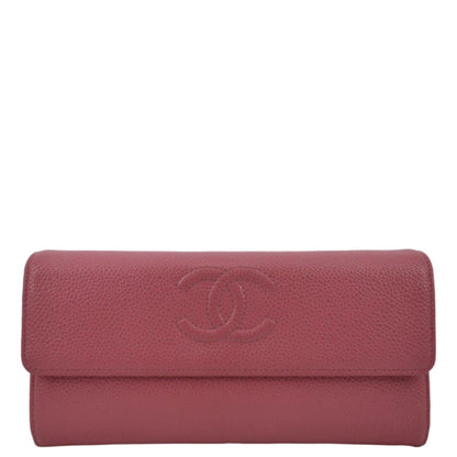 Chanel Timeless CC Flap Caviar Leather Wallet Pink