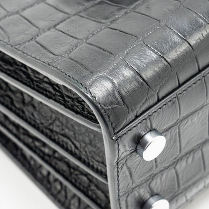 Saint Laurent Nano Sac De jour croc embossed calfskin black SHW