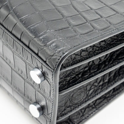 Saint Laurent Nano Sac De jour croc embossed calfskin black SHW
