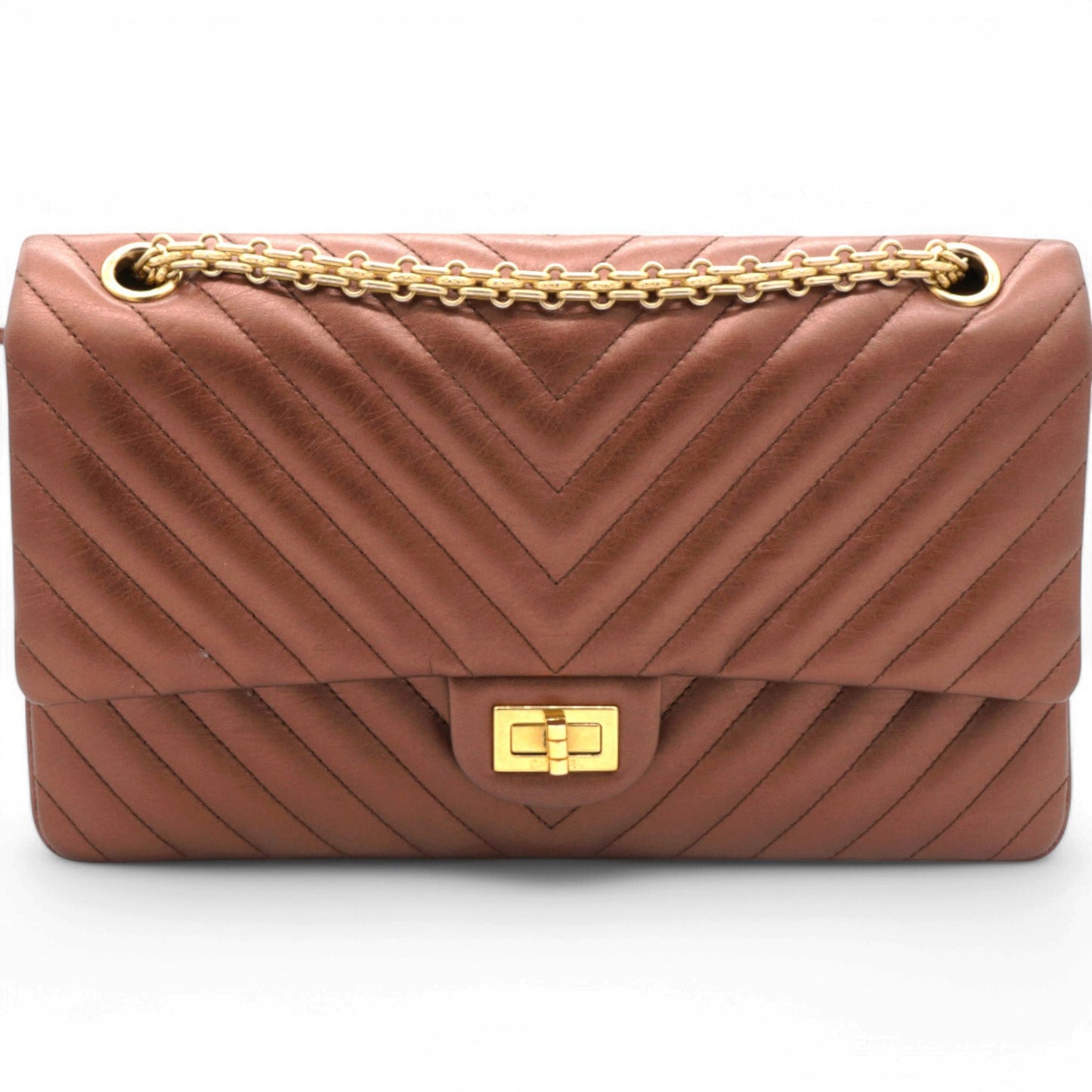 Metallic Chevron Quilted 2.55 Reissue 226 Flap Gold