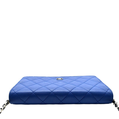 Chanel WOC Quilted Leather Crossbody Tricolor Wallet Blue