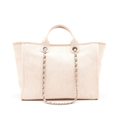 CHANEL DEAUVILLE MM TOTE BAG CANVAS PINK SHW