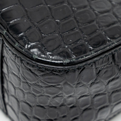 Saint Laurent/YSL Hobo Shoulder Bag Croc Embossed Calfskin Black GHW