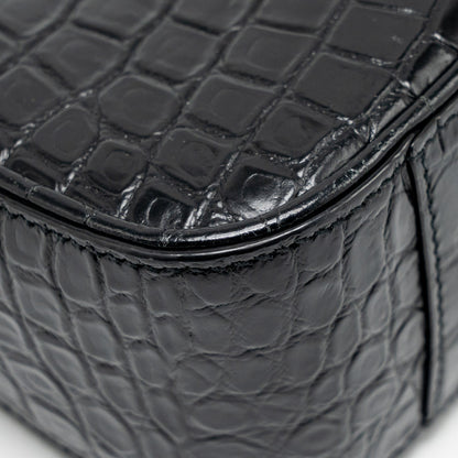 Saint Laurent/YSL Hobo Shoulder Bag Croc Embossed Calfskin Black GHW