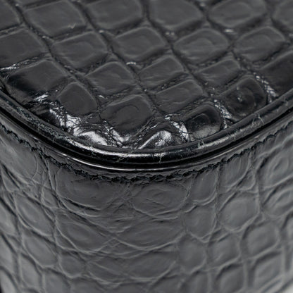 Saint Laurent/YSL Hobo Shoulder Bag Croc Embossed Calfskin Black GHW