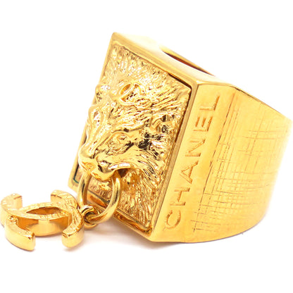 Lion Head CC Charm Cocktail Ring 52