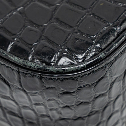 Saint Laurent/YSL Hobo Shoulder Bag Croc Embossed Calfskin Black GHW