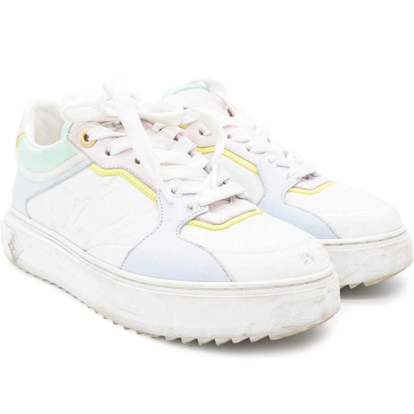 Louis-vuitton Monogram Embossed Lambskin Time Out Sneakers 36.5