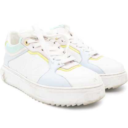 Louis-vuitton Monogram Embossed Lambskin Time Out Sneakers 36.5
