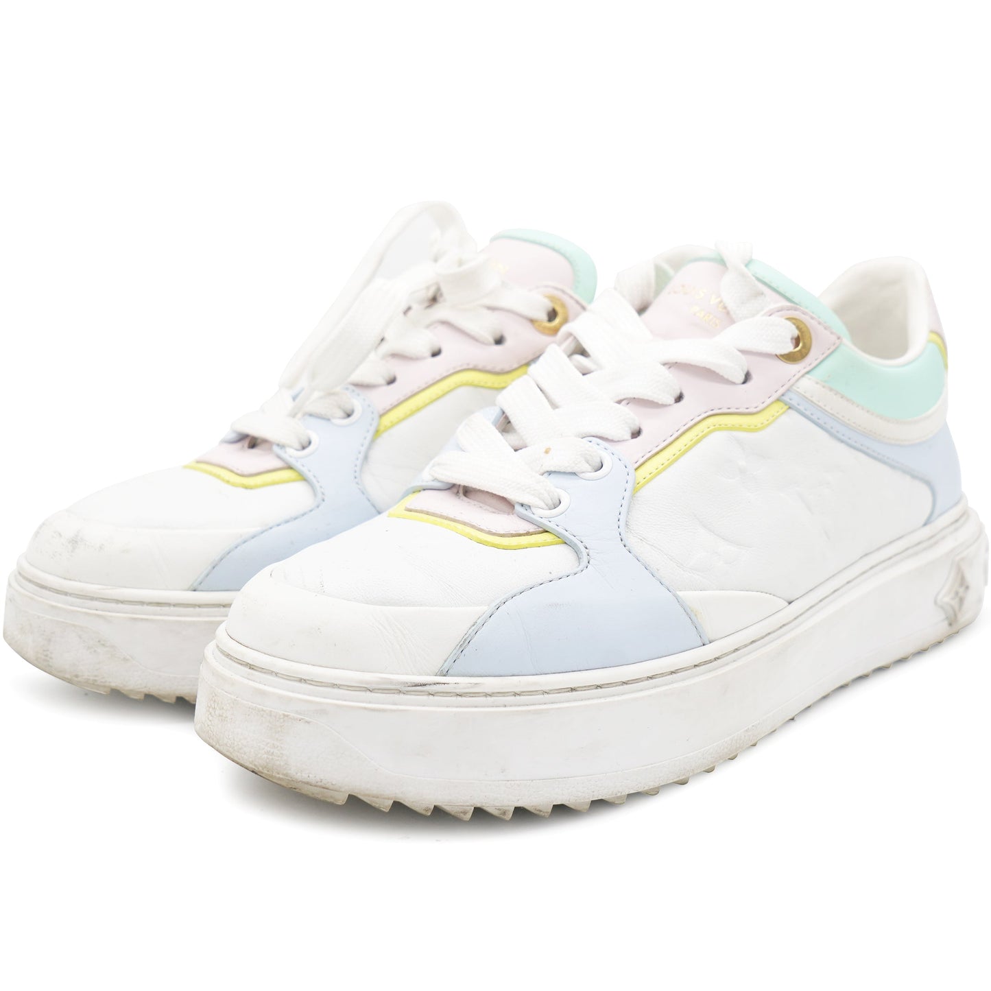 Louis-vuitton Monogram Embossed Lambskin Time Out Sneakers 36.5
