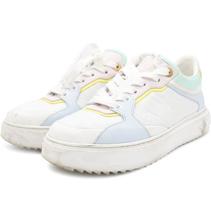 Louis-vuitton Monogram Embossed Lambskin Time Out Sneakers 36.5