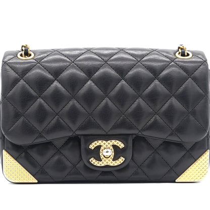 Calfskin Quilted Mini Rectangular Flap Black