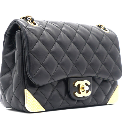 Calfskin Quilted Mini Rectangular Flap Black