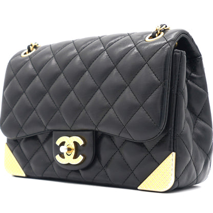 Calfskin Quilted Mini Rectangular Flap Black