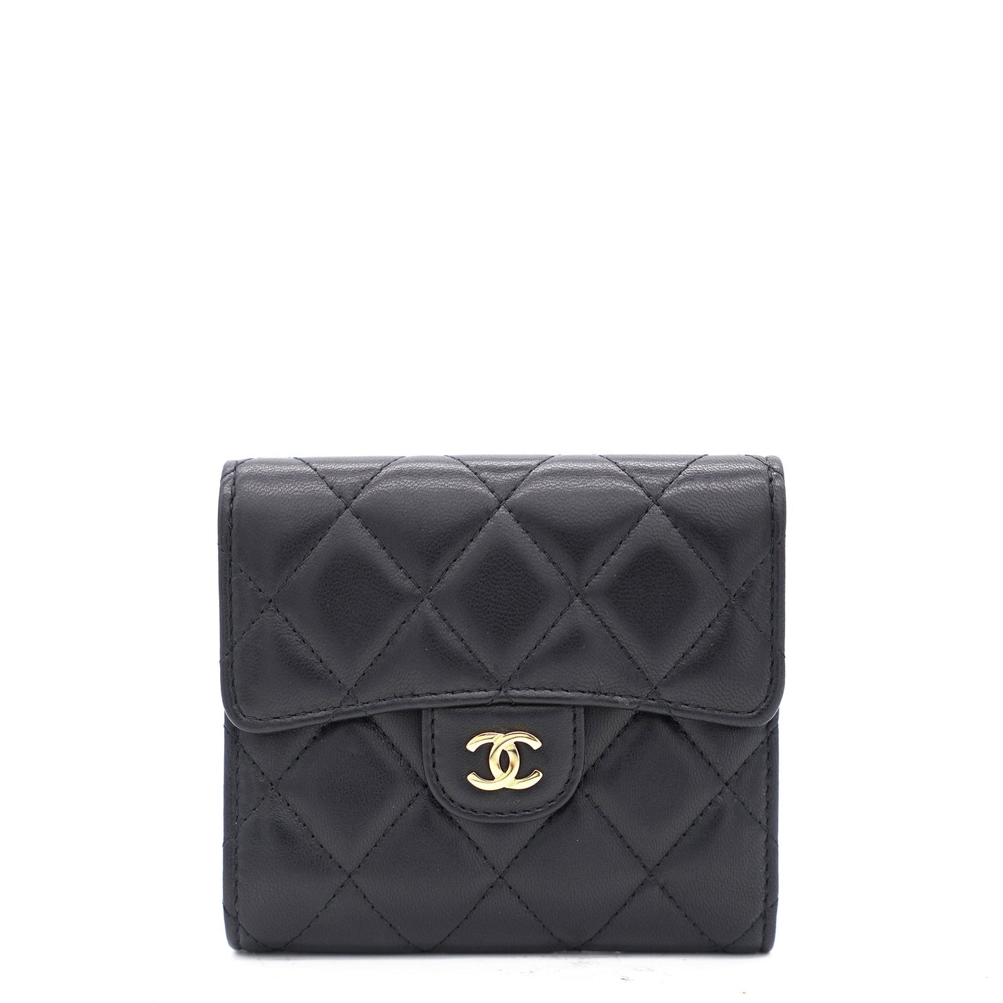 Black Quilted Leather CC Compact Wallet
