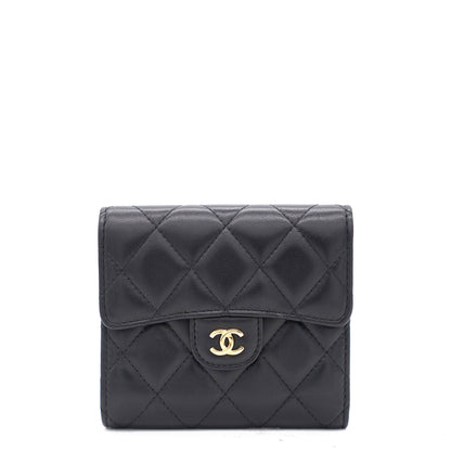 Black Quilted Leather CC Compact Wallet