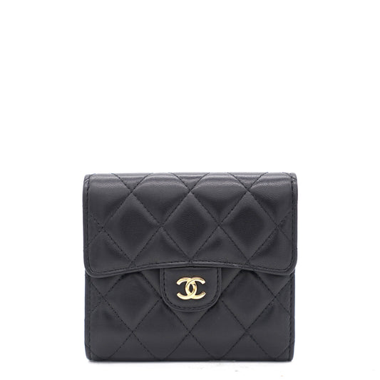 Black Quilted Leather CC Compact Wallet