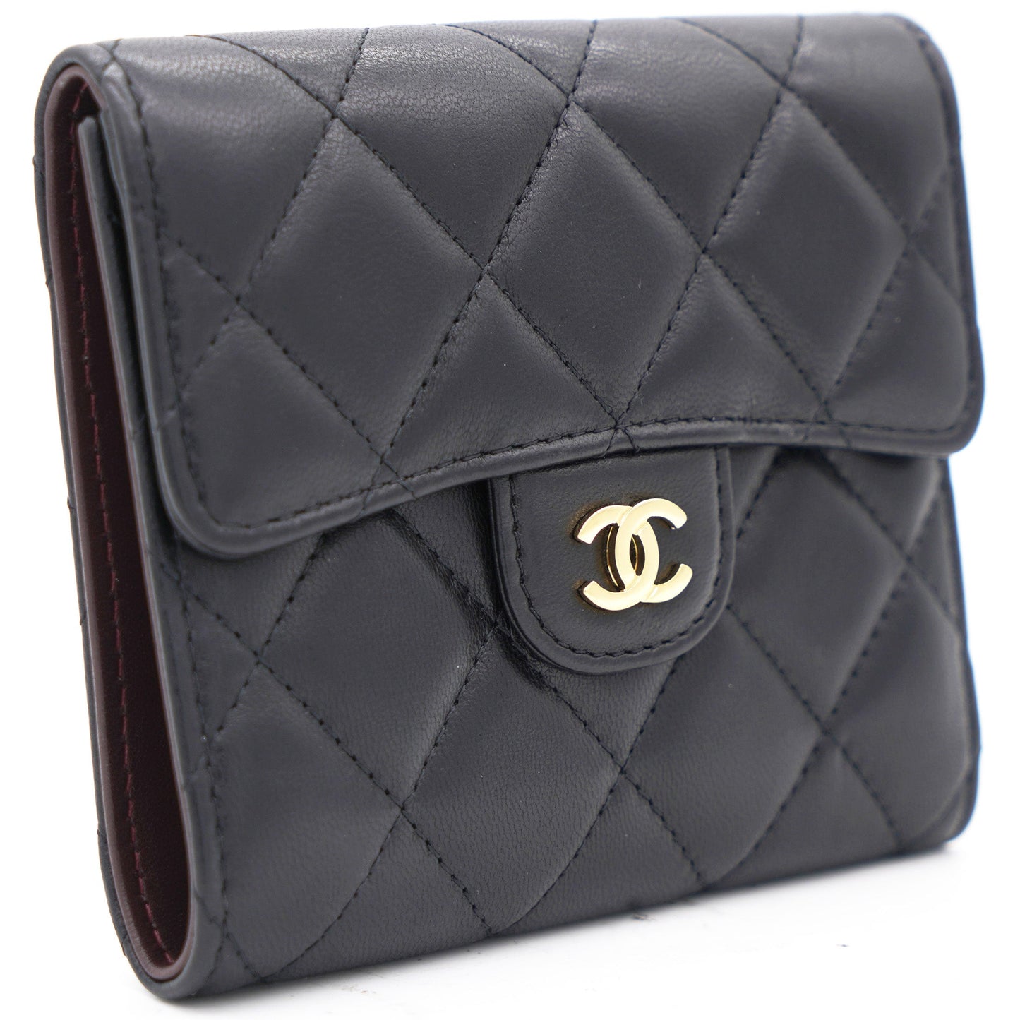 Black Quilted Leather CC Compact Wallet