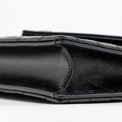 SAINT LAURENT/ YSL Envelope Chain Wallet Calfskin Black SHW