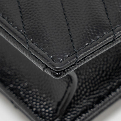 SAINT LAURENT/ YSL Envelope Chain Wallet Calfskin Black SHW