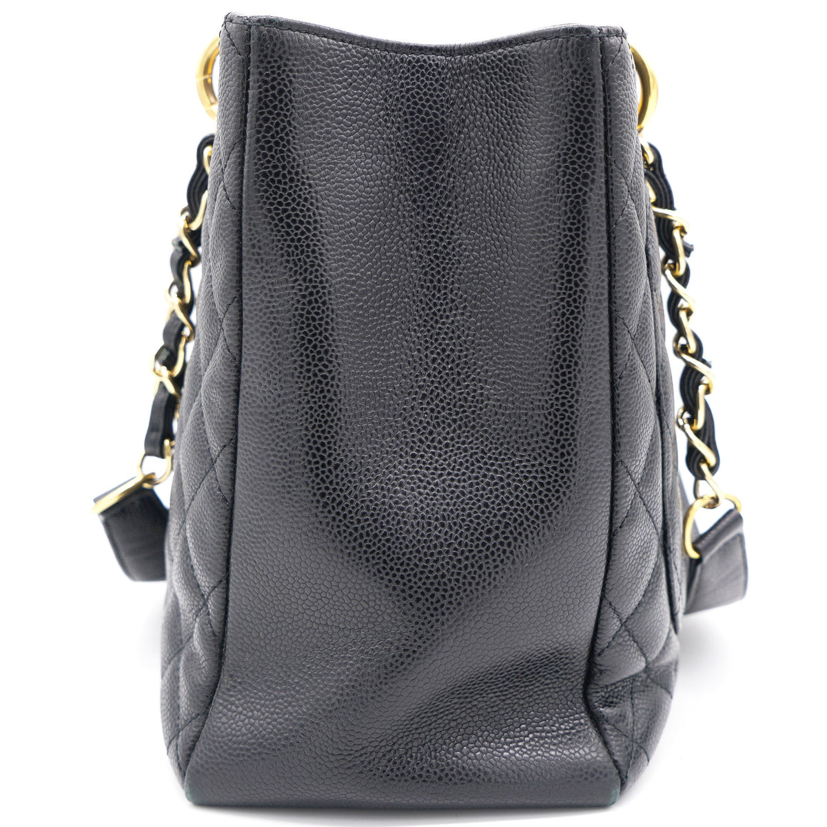 Black Quilted Caviar Leather Grand Shopper Tote