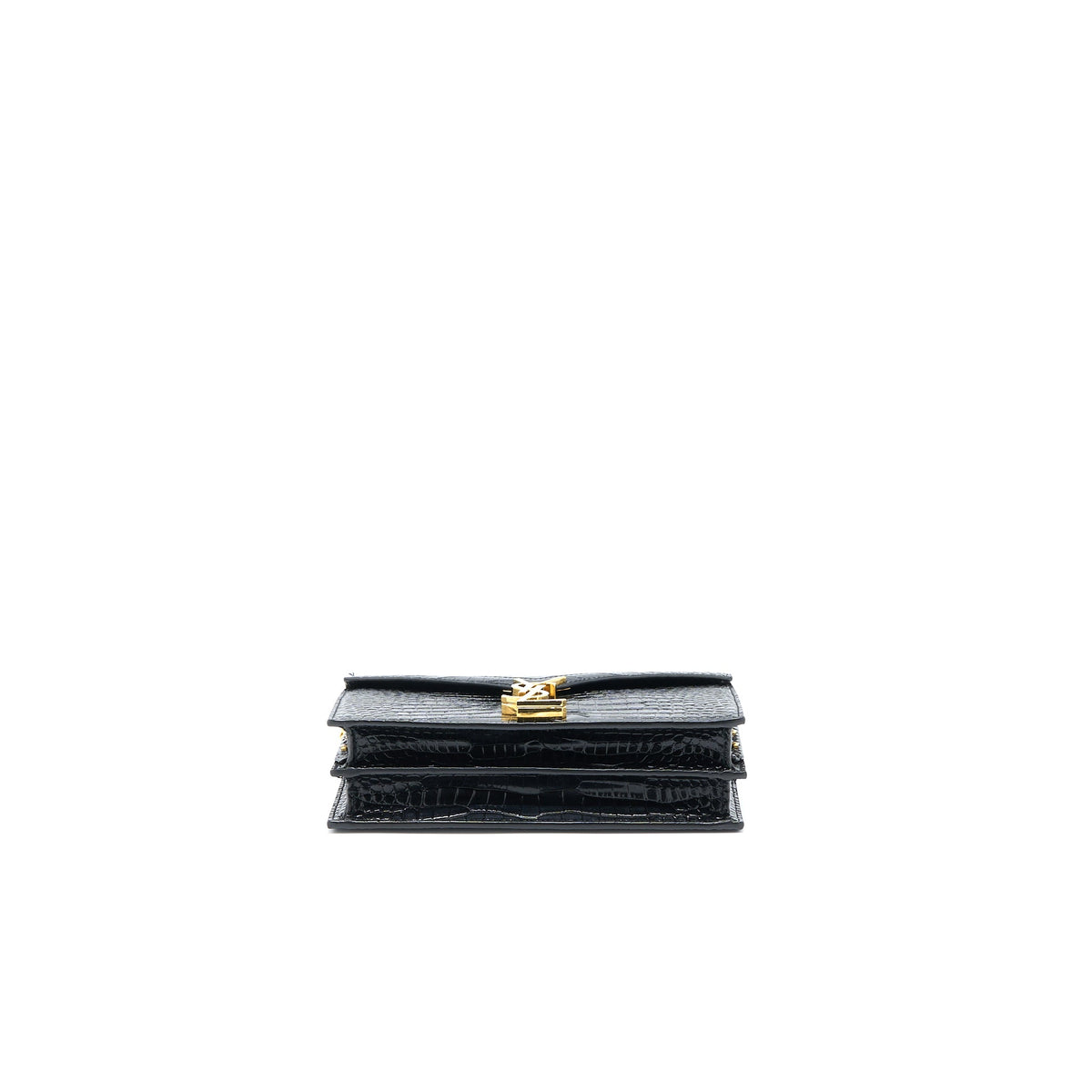 Saint Laurent Cassandra Chain Bag Croc Embossed Leather Black GHW