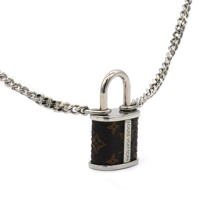 Louis-vuitton Monogram Lock Pendant Necklace Silver