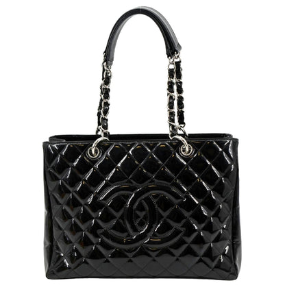Chanel Grand Shopping Patent Leather GST Tote Bag Black