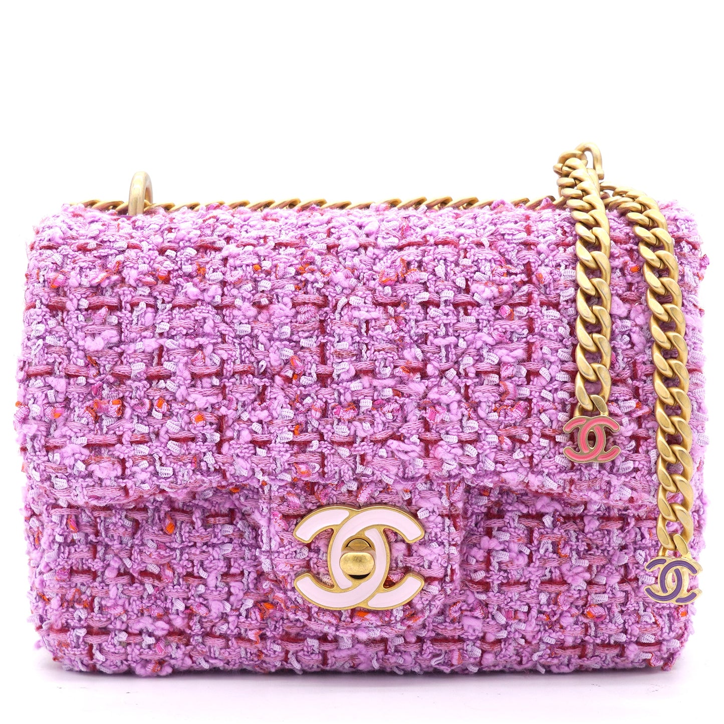 Pink Tweed Classic Flap Square