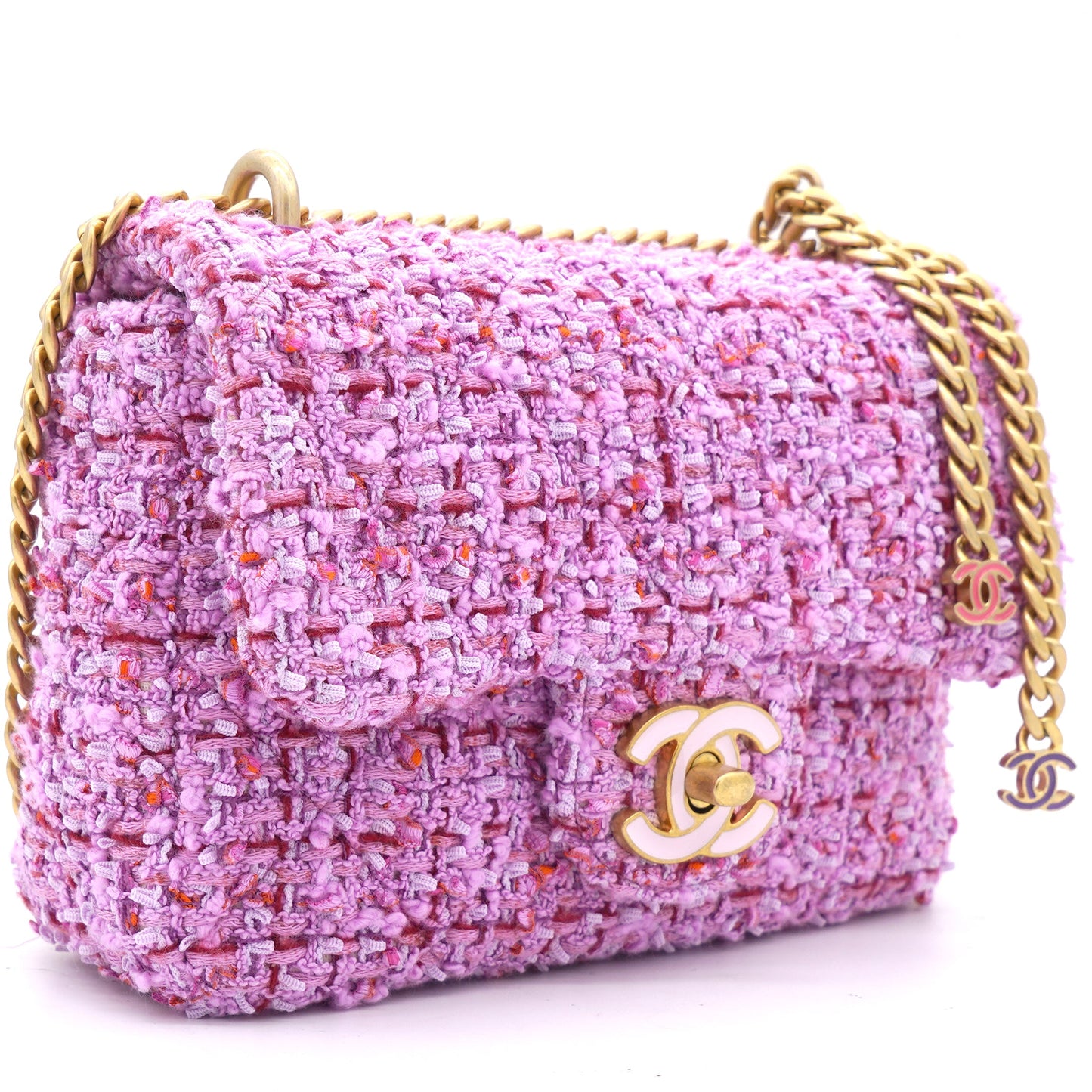 Pink Tweed Classic Flap Square