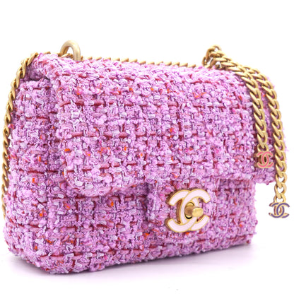 Pink Tweed Classic Flap Square