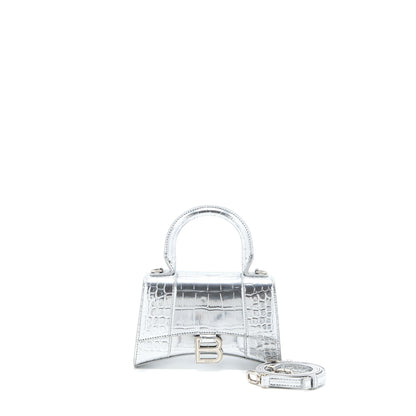 Balenciaga Hourglass XS Embossed Calfskin Silver SHW