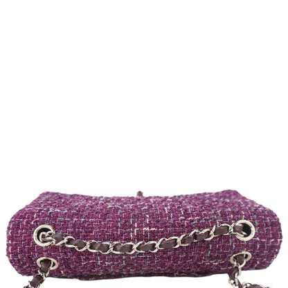Chanel Classic Double Flap Tweed Medium Shoulder Bag Purple