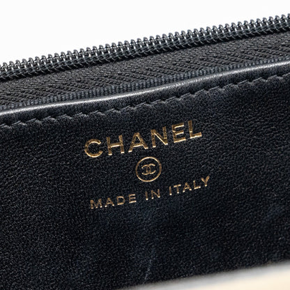 CHANEL leather top handle wallet on chain lambskin black LGHW (microchip)